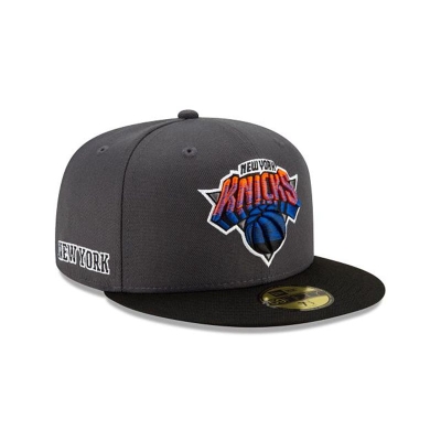 Grey New York Knicks Hat - New Era NBA City Edition Alt 59FIFTY Fitted Caps USA3649705